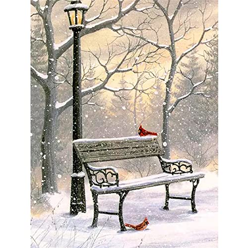 Likixin 5D Diamond Painting SchneeszeneDiamant Painting Set, DIY Daiments Painting Vollbohrer Kit, Malen Nach Zahlen Erwachsene Kinder, Büro Eingang Wand Wohnzimmer Schlafzimmer Dekoration, 30x40cm von Likixin