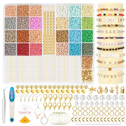 Lil Ray Perlen für Armbänder – 4200+ bunte 4mm Perlen Set für Armbänder selber machen, inklusive Buchstabenperlen und umfangreichen Zubehör für Schmuck, Ohrringe & Halsketten von Lil Ray