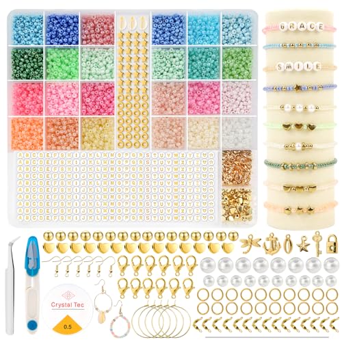 Lil Ray Perlen für Armbänder – 4200+ bunte 4mm Perlen Set für Armbänder selber machen, inklusive Buchstabenperlen und umfangreichen Zubehör für Schmuck, Ohrringe & Halsketten von Lil Ray