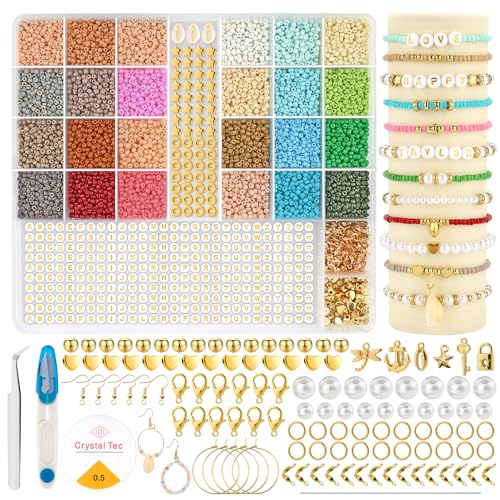 Lil Ray Perlen für Armbänder – 8800+ bunte 3mm Perlen Set für Armbänder selber machen, inklusive Buchstabenperlen und umfangreichen Zubehör für Schmuck, Ohrringe & Halsketten von Lil Ray