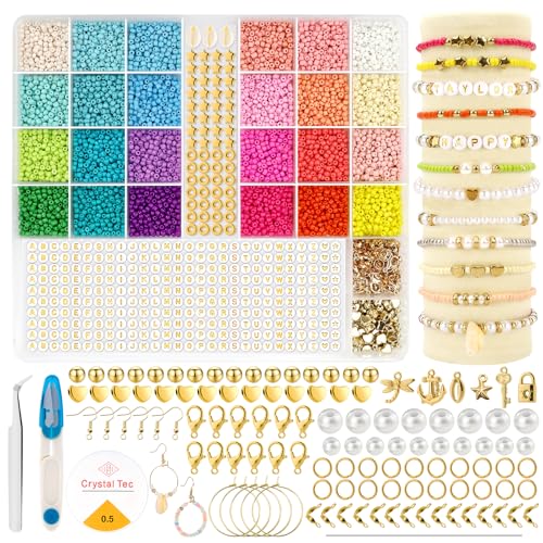 Lil Ray Perlen für Armbänder – 8800+ bunte 3mm Perlen Set für Armbänder selber machen, inklusive Buchstabenperlen und umfangreichen Zubehör für Schmuck, Ohrringe & Halsketten von Lil Ray