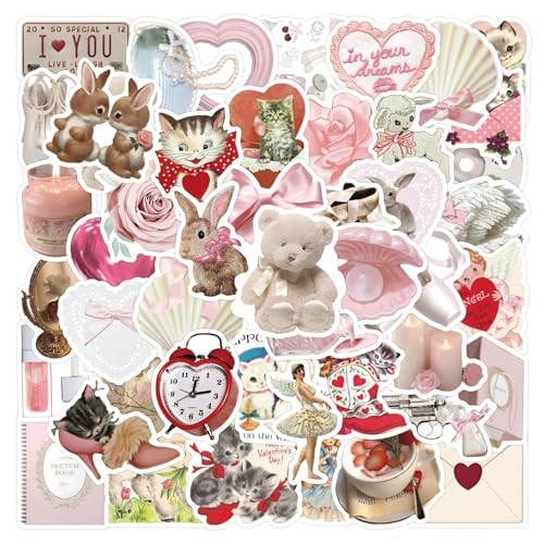 Lilbitty 120 Stück Coquette Kawaii Cute Sticker Pack Set, wasserdichte Vinyl Aufkleber für Laptop, Gitarre, Koffer, Skateboard, Süße Deko Geschenkidee von Lilbitty