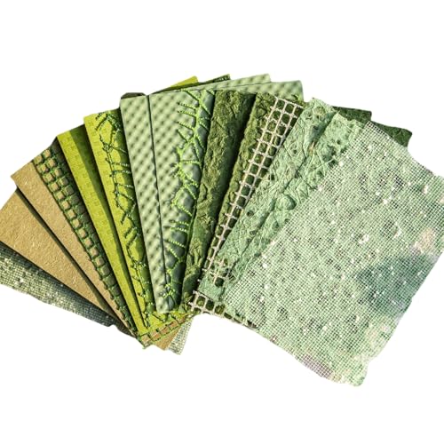 Lilbitty 16 Blatt strukturiertes Scrapbook Papier und Netzstoff,sortiertes Set, Scrapbooking-Planer, Bullet und Journal Zubehör, Mixed-Media-Collage Kartenverzierungen, grün von Lilbitty