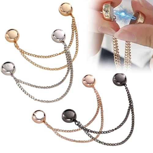 Lilbitty 4 Stück Magnetische Kleidungsclips, Mehrzweck Farbige Pinless Brosche, Stärkste Magnetische Clips für Kleidung, Hijab-Magnete in Gold und Schwarz für Frauen von Lilbitty