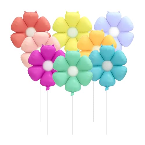 Lilbitty 8er-Pack bunte Gänseblümchen-Blumenballons, Girlande im Boho-Stil, Gänseblümchen-Partyzubehör, mattierte Gänseblümchen-Aluminiumfolienballons, Retro-Hippie-Feen von Lilbitty