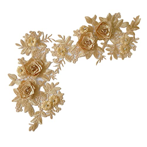 Lilinzhi 2 x bunte 3D-Blumen-Spitzen-Nähapplikationen, Kragenapplikation, Basteln, Kleid, Ausschnitt, Nähen, bestickte Applikationen von Lilinzhi