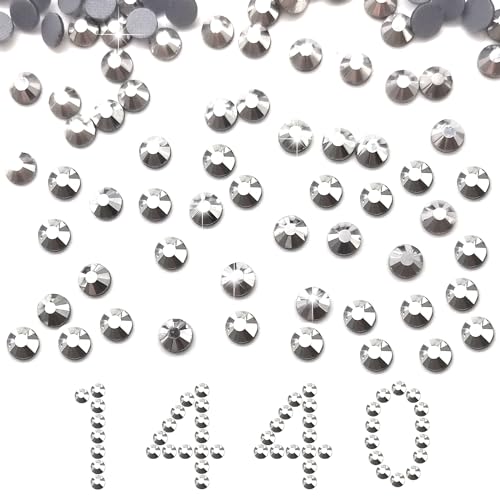 Liliume 1440 Pcs Hotfix Strasssteine SS16 Mine Silver Strasssteine 20 Farben 4 Größen Runde Glas Strass für Kleidung Schuhe DIY Handwerk(Mine Silver-SS16） von Liliume