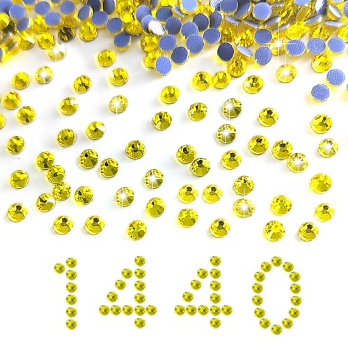 Liliume 1440 Pcs Hotfix Strasssteine SS16 Zitronengelb Strasssteine 15 Farben 4 Größen Runde Glas Strass für Kleidung Schuhe DIY Handwerk(Zitronengelb-SS16） von Liliume