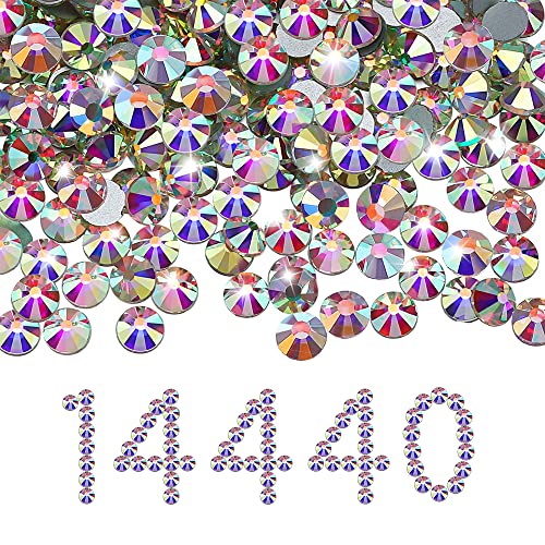Liliume 14400 Pcs Hotfix Strasssteine SS16 Kristall AB Strasssteine 20 Farben 4 Größen Runde Glas Strass für Kleidung Schuhe DIY Handwerk(Kristall-SS16） von Liliume