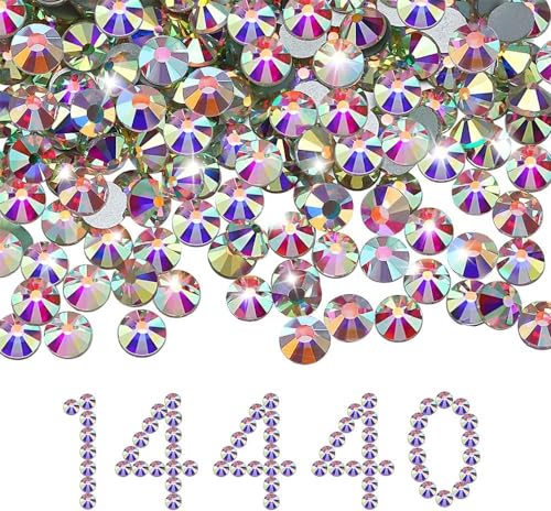 Liliume 14400 Pcs Hotfix Strasssteine SS16 Weiß AB Strasssteine 2 Farben 2 Größen Runde Glas Strass für Kleidung Schuhe DIY Handwerk(Weiß AB-SS16） von Liliume