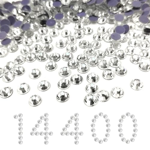 Liliume 14400 Pcs Hotfix Strasssteine SS20 Kristall-AB Strasssteine 20 Farben 4 Größen Runde Glas Strass für Kleidung Schuhe DIY Handwerk(Kristall-SS20） von Liliume