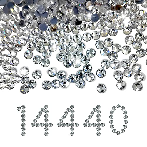 Liliume 14400 Pcs Hotfix Strasssteine SS6 Kristall Strasssteine 20 Farben 4 Größen Runde Glas Strass für Kleidung Schuhe DIY Handwerk(Kristall-SS6） von Liliume