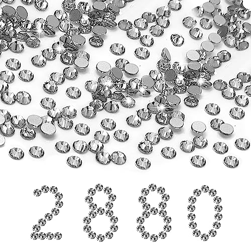 Liliume 2880pcs SS10 Flatback Nail Strasssteine Kristall Strasssteine Clear Non-Hotfix Strasssteine Für Nail Art DIY Kleidung Stoff Schuhe Schmuck Herstellung(Kristall-SS10) von Liliume