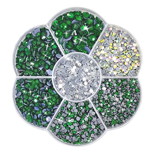 Liliume 5000pcs Hotfix Strasssteine Emerlad Strasssteine 14 Farben 5 Größen 2mm 3mm 4mm 4.8mm Strass Glas Runde Strasssteine(Emerald) von Liliume