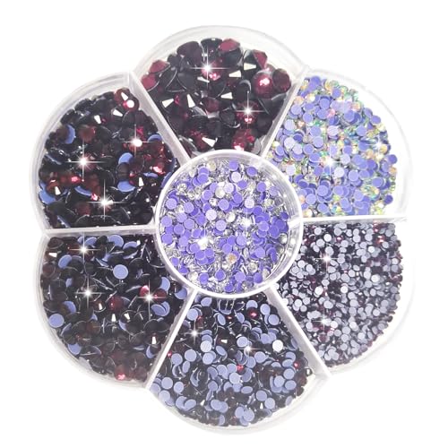 Liliume 5000pcs Hotfix Strasssteine Fuchsia Blue Strasssteine 21 Farben 5 Größen 2mm 3mm 4mm 4.8mm Strass Glas Runde Strasssteine für Kleidung Schuhe und DIY Handwerk(Amethyst) von Liliume