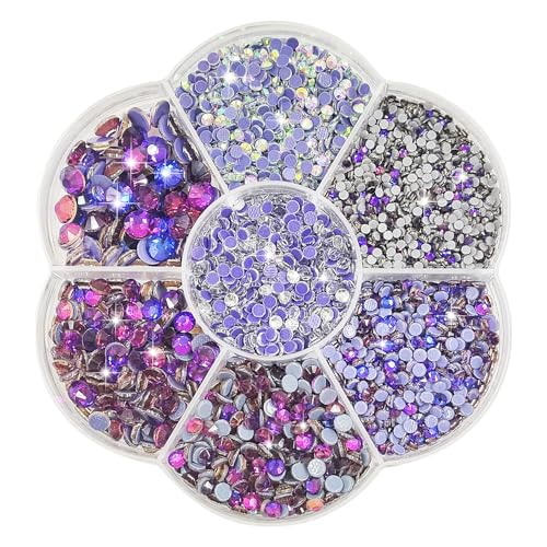 Liliume 5000pcs Hotfix Strasssteine Fuchsia Blue Strasssteine 21 Farben 5 Größen 2mm 3mm 4mm 4.8mm Strass Glas Runde Strasssteine für Kleidung Schuhe und DIY Handwerk(Fuchsia Blue) von Liliume