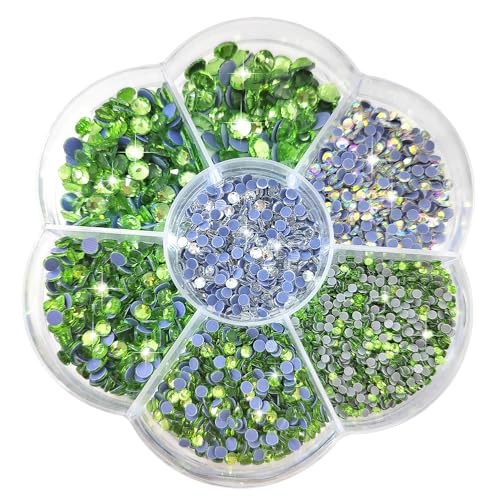 Liliume 5000pcs Hotfix Strasssteine Hellgrün Strasssteine 21 Farben 5 Größen 2mm 3mm 4mm 4.8mm Strass Glas Runde Strasssteine für Kleidung Schuhe und DIY Handwerk(Hellgrün) von Liliume