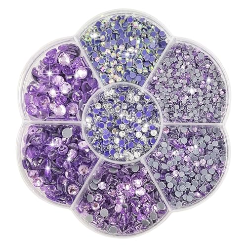 Liliume 5000pcs Hotfix Strasssteine Light Violet Strasssteine 21 Farben 5 Größen 2mm 3mm 4mm 4.8mm Strass Glas Runde Strasssteine für Kleidung Schuhe und DIY Handwerk(Light Violet) von Liliume