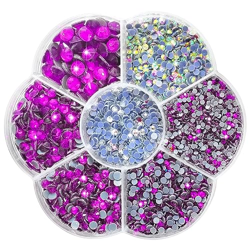 Liliume 5000pcs Hotfix Strasssteine Light Violet Strasssteine 21 Farben 5 Größen 2mm 3mm 4mm 4.8mm Strass Glas Runde Strasssteine für Kleidung Schuhe und DIY Handwerk(Purshcia) von Liliume