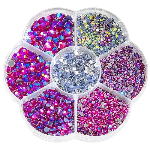 Liliume 5000pcs Hotfix Strasssteine Lt.Siam AB Strasssteine 21 Farben 5 Größen 2mm 3mm 4mm 4.8mm Strass Glas Runde Strasssteine für Kleidung Schuhe und DIY Handwerk(Lt.Siam-AB) von Liliume