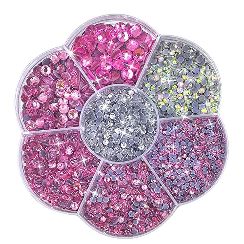 Liliume 5000pcs Hotfix Strasssteine Pink Strasssteine 21 Farben 5 Größen 2mm 3mm 4mm 4.8mm Strass Glas Runde Strasssteine für Kleidung Schuhe und DIY Handwerk(PINK) von Liliume