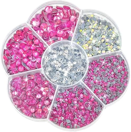 Liliume 5000pcs Hotfix Strasssteine Rose Strasssteine 21 Farben 5 Größen 2mm 3mm 4mm 4.8mm Strass Glas Runde Strasssteine für Kleidung Schuhe und DIY Handwerk(Rose) von Liliume