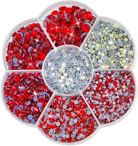 Liliume 5000pcs Hotfix Strasssteine Rot Strasssteine 21 Farben 5 Größen 2mm 3mm 4mm 4.8mm Strass Glas Runde Strasssteine für Kleidung Schuhe und DIY Handwerk(ROT) von Liliume