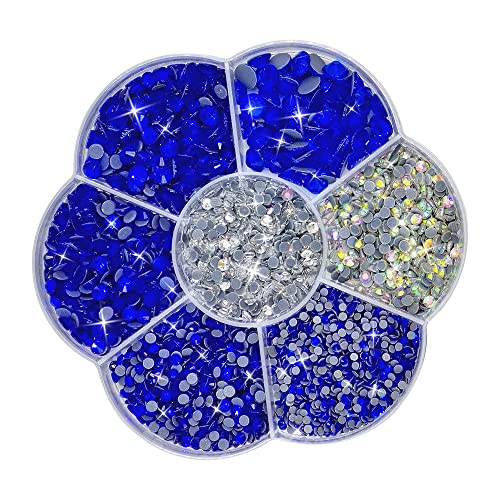 Liliume 5000pcs Hotfix Strasssteine Sapphire Strasssteine 21 Farben 5 Größen 2mm 3mm 4mm 4.8mm Strass Glas Runde Strasssteine für Kleidung Schuhe und DIY Handwerk(Sapphire) von Liliume