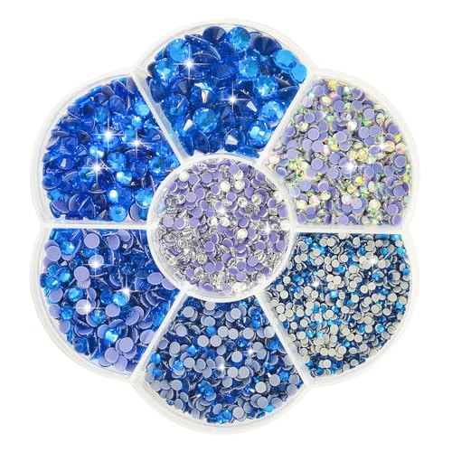 Liliume 5000pcs Hotfix Strasssteine Carpi Blue Strasssteine 21 Farben 5 Größen 2mm 3mm 4mm 4.8mm Strass Glas Runde Strasssteine für Kleidung Schuhe und DIY Handwerk(Carpi Blue) von Liliume