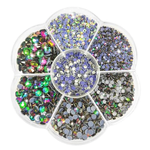 Liliume 5000pcs Hotfix Strasssteine Green Flame Strasssteine 21 Farben 5 Größen 2mm 3mm 4mm 4.8mm Strass Glas Runde Strasssteine für Kleidung Schuhe und DIY Handwerk(Green Flame) von Liliume