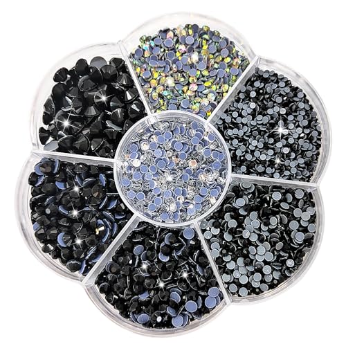 Liliume 5000pcs Hotfix Strasssteine Hellgrün Strasssteine 21 Farben 5 Größen 2mm 3mm 4mm 4.8mm Strass Glas Runde Strasssteine für Kleidung Schuhe und DIY Handwerk(Black) von Liliume