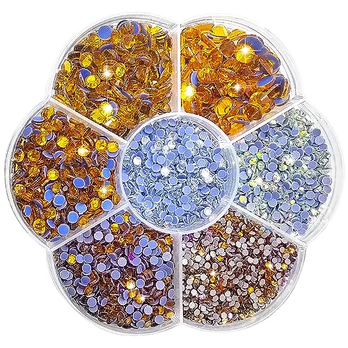 Liliume 5000pcs Hotfix Strasssteine Topaz Strasssteine 21 Farben 5 Größen 2mm 3mm 4mm 4.8mm Strass Glas Runde Strasssteine für Kleidung Schuhe und DIY Handwerk(Topaz) von Liliume