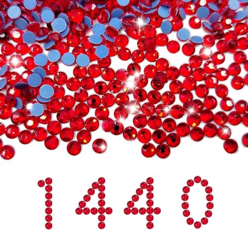 Liliume 576 Pcs Hotfix Strasssteine SS20 Rot Strasssteine 20 Farben 4 Größen Runde Glas Strass für Kleidung Schuhe DIY Handwerk(Rot-SS20） von Liliume