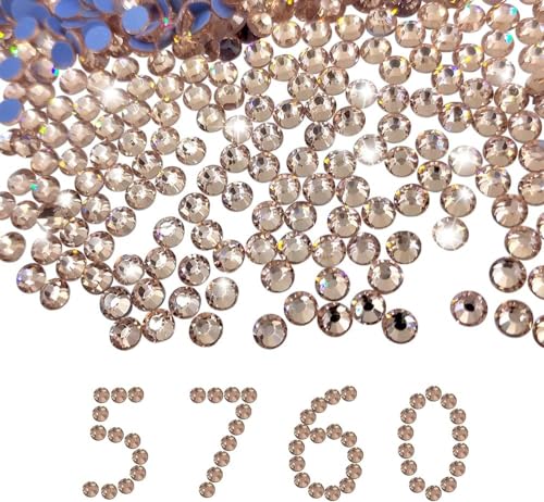 Liliume 5760Pcs Hotfix Strasssteine 20 Farben 4 Größen Runde Glas Strass für Kleidung Schuhe DIY Handwerk (Champagne, SS6) von Liliume