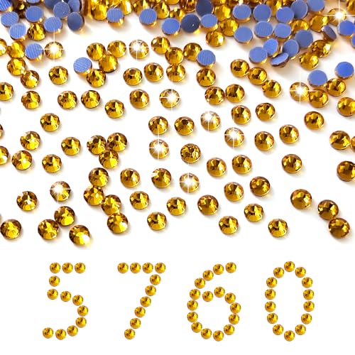 Liliume 5760 Pcs Hotfix Strasssteine SS6 Topaz Strasssteine 15 Farben 4 Größen Runde Glas Strass für Kleidung Schuhe DIY Handwerk(Topaz-SS6）, A541 von Liliume