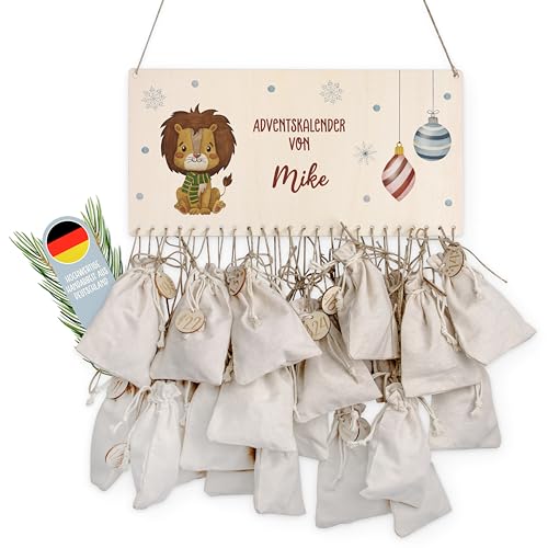 Lilleta ® Personalisierter Adventskalender Rudolf - Adventskalender 2024 aus Holz mit Namen - Weihnachtskalender für Kinder & Erwachsene von Lilleta