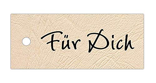 Anhänge-Etiketten - "Für Dich“ - EA-16a-250-60x25 mm - in creme mit brauner Schrift - Karton 350g/m² - hohe Stabilität - 250 Stück von LillyDesign