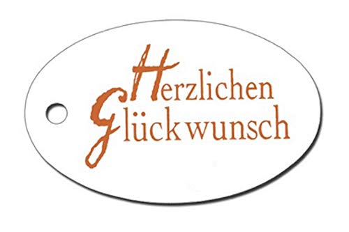 Geschenk-Anhänger -"Herzlichen Glückwunsch"– Anhängeschilder Anhängekarten Warenanhänger GK-60 – 69x43mm – 50 Stück – mit Lochstanzung von LillyDesign