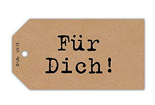 Geschenk-Anhänger LN-15-50 -"Für Dich!" - 40x75 mm - Natur mit Prägung in schwarz - 50 Stück von LillyDesign