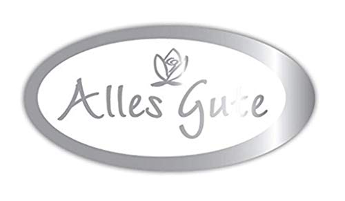 Geschenk-Etiketten -"Alles Gute" – E 804b-500 – Haft-Etiketten Aufkleber Haftpapier selbstklebend Papieraufkleber Glückwünsche - 54x27mm – mit Silberprägung - 500 Stück von LillyDesign