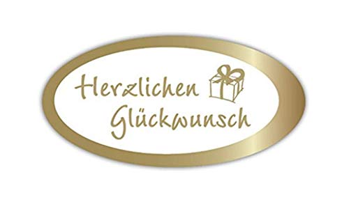 Geschenk-Etiketten mit Goldprägung"Herzlichen Glückwunsch" - Geschenk E-801a - 54x27 mm - 500 Stück/Rolle von LillyDesign