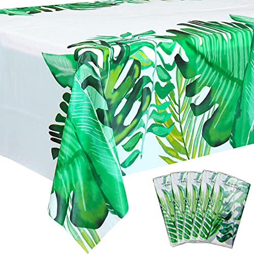 5Pcs Tropical Luau Kunststoff Tischdecke, Hawaii Palmblätter Tischdecke, Dschungel Tischdecke für Baby Geburtstag Brautdusche Geburtstagsparty Sommer Zoo Dschungel Safari Themenparty von Lilwemen