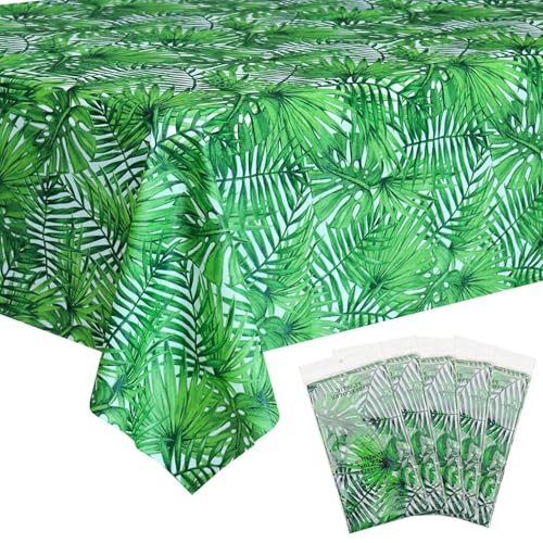 5Pcs Tropical Luau Kunststoff Tischdecke, Hawaii Palmblätter Tischdecke, Dschungel Tischdecke für Baby Geburtstag Brautdusche Geburtstagsparty Sommer Zoo Dschungel Safari Themenparty von Lilwemen