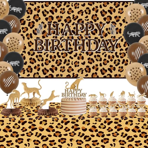 Gepard Geburtstag Party Dekoration - Leopard drucken Party Supplies umfassen alles Gute zum Geburtstag Hintergrund Kuchen Topper Tischdecke Ballons für Dschungel Safari Baby Shower Gepard Geburtstag Party Dekoration - Leopard drucken Party Supplies umfassen alles Gute zum Geburtstag Hintergrund Kuchen Topper Tischdecke Ballons für Dschungel Safari Baby Shower von Lilwemen