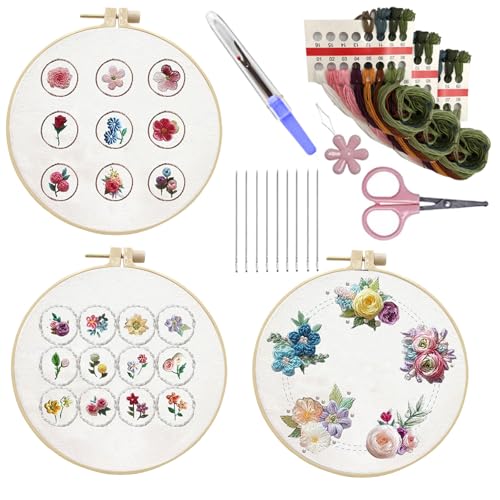 Lily Brown Blumen Sticksets Lustige Nadelspitzen Sets Mit Stickgarn Und Nadel Stick Starter Sets Kreuzstich Sets von Lily Brown