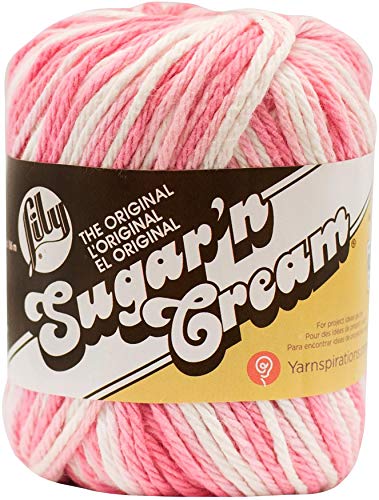 LILY Sugar 'N Cream The Original Ombre Yarn, 4-ply Worsted, Strawberry Garn, Baumwolle, Erdbeere, 56.7G, 86 von Lily