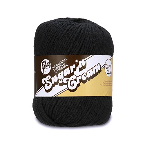 Lily, Schwarz Sugar'n Cream Garn, Feststoffe, Supergröße, Baumwolle, 1 Pack, 184 von Lily