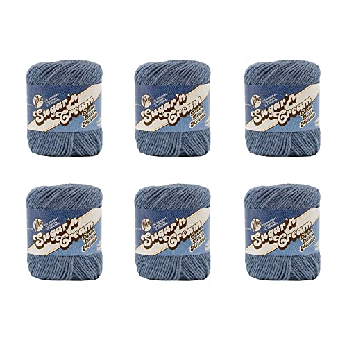 Lily 10200101116P06 Sugar'N Cream Garn, Baumwolle, Blue Jeans, 6 Pack, 6 Count von Lily