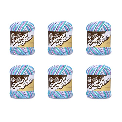 Lily Sugar'N Cream Beach Ball Blue Garn – 6 Pack von 57 g – Baumwolle – 4 Medium (Kammgarn) – 90 Meter – Stricken/Häkeln von Lily