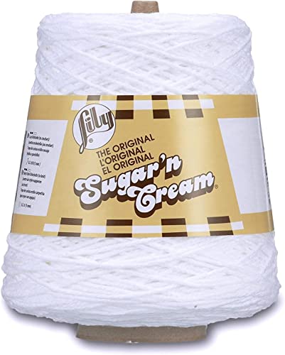 Lily Sugar N Cream Cones Weißes Garn – 1 Packung mit 400 g – Baumwolle – #4 Medium – 706 Meter – Stricken/Häkeln von Lily